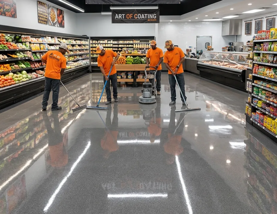 Retail Store Flooring detail view by Art of Coating Miami